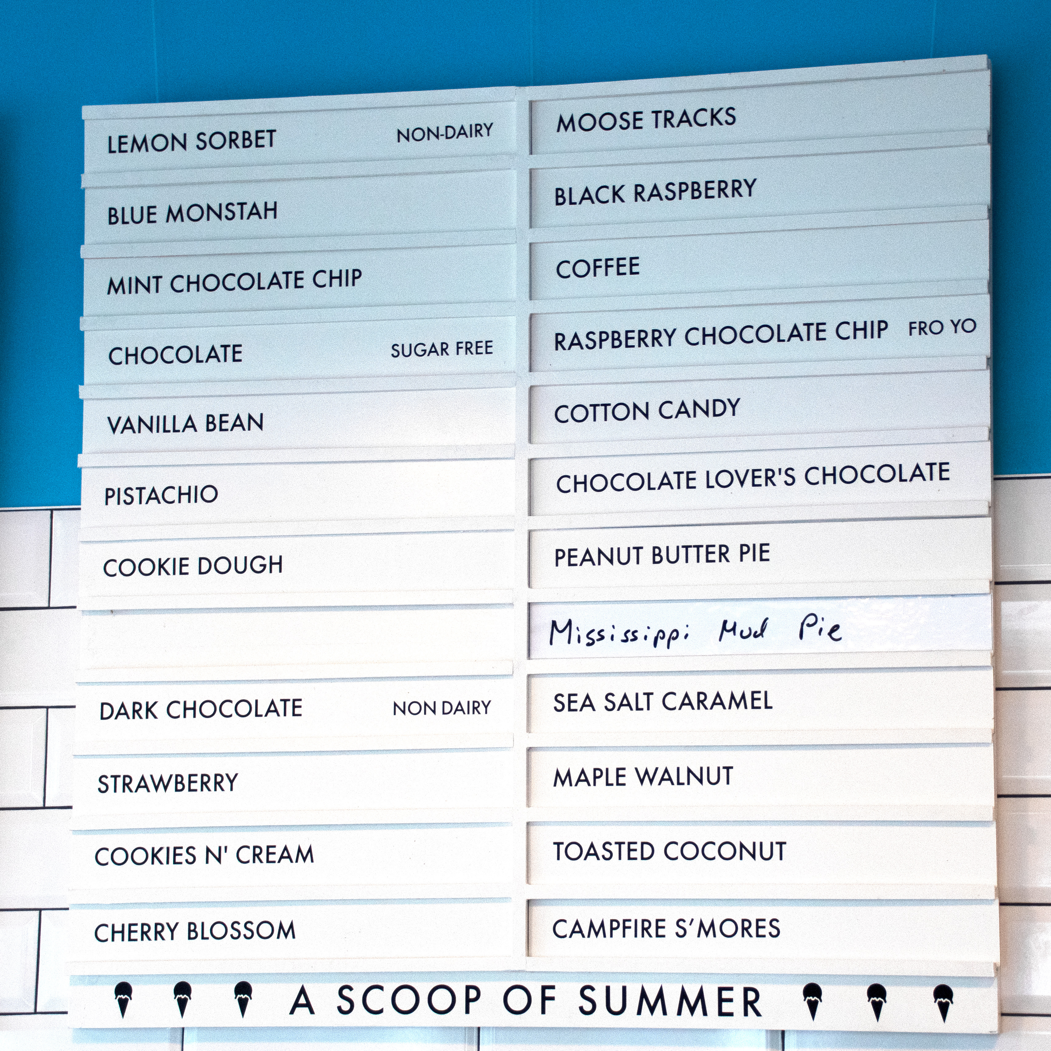 Flavors menu
